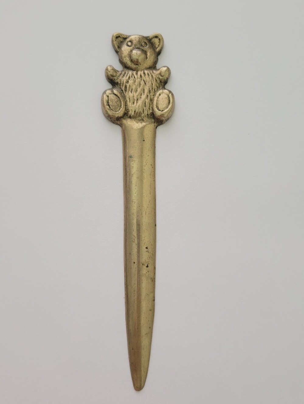 Vintage Solid Brass Bear Letter Opener 6.5 Inch MCM Antique Office Desk